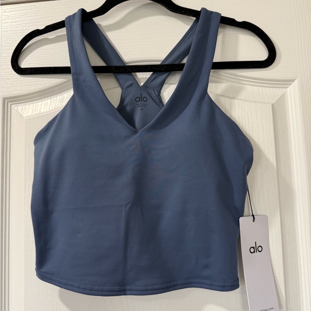 ALO Yoga Steel Blue Cross-Back Bra